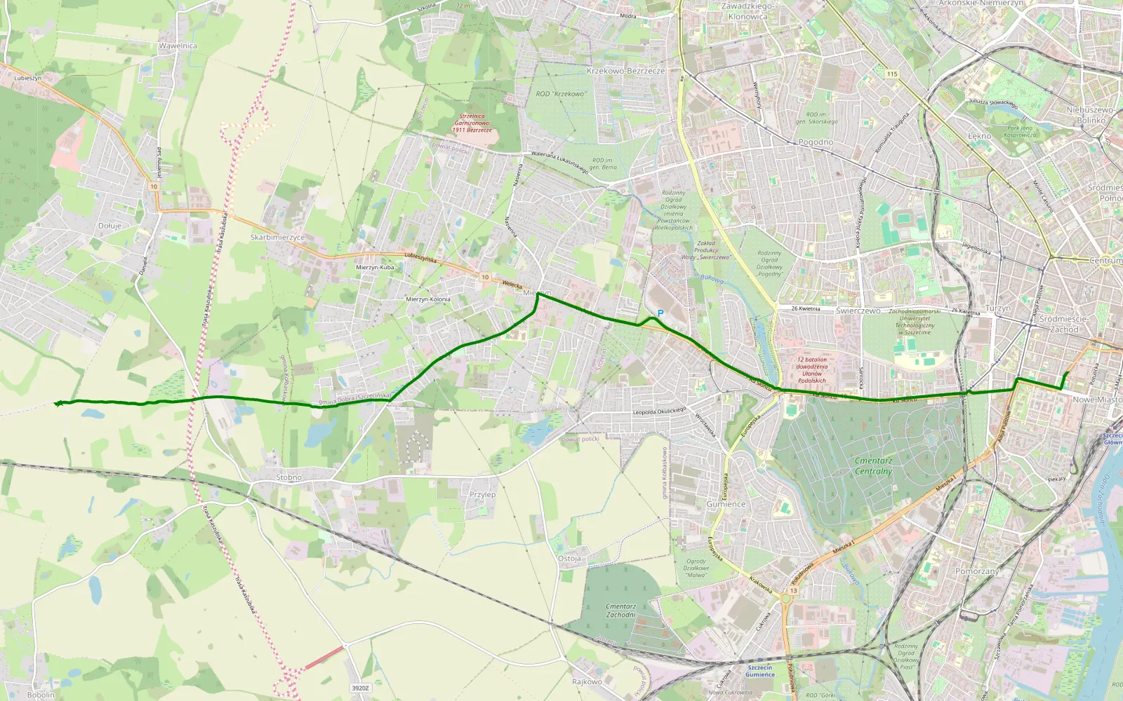Map of Śródmieście-Zachód - Stobno - 4.1 km offroad trail, Police County
