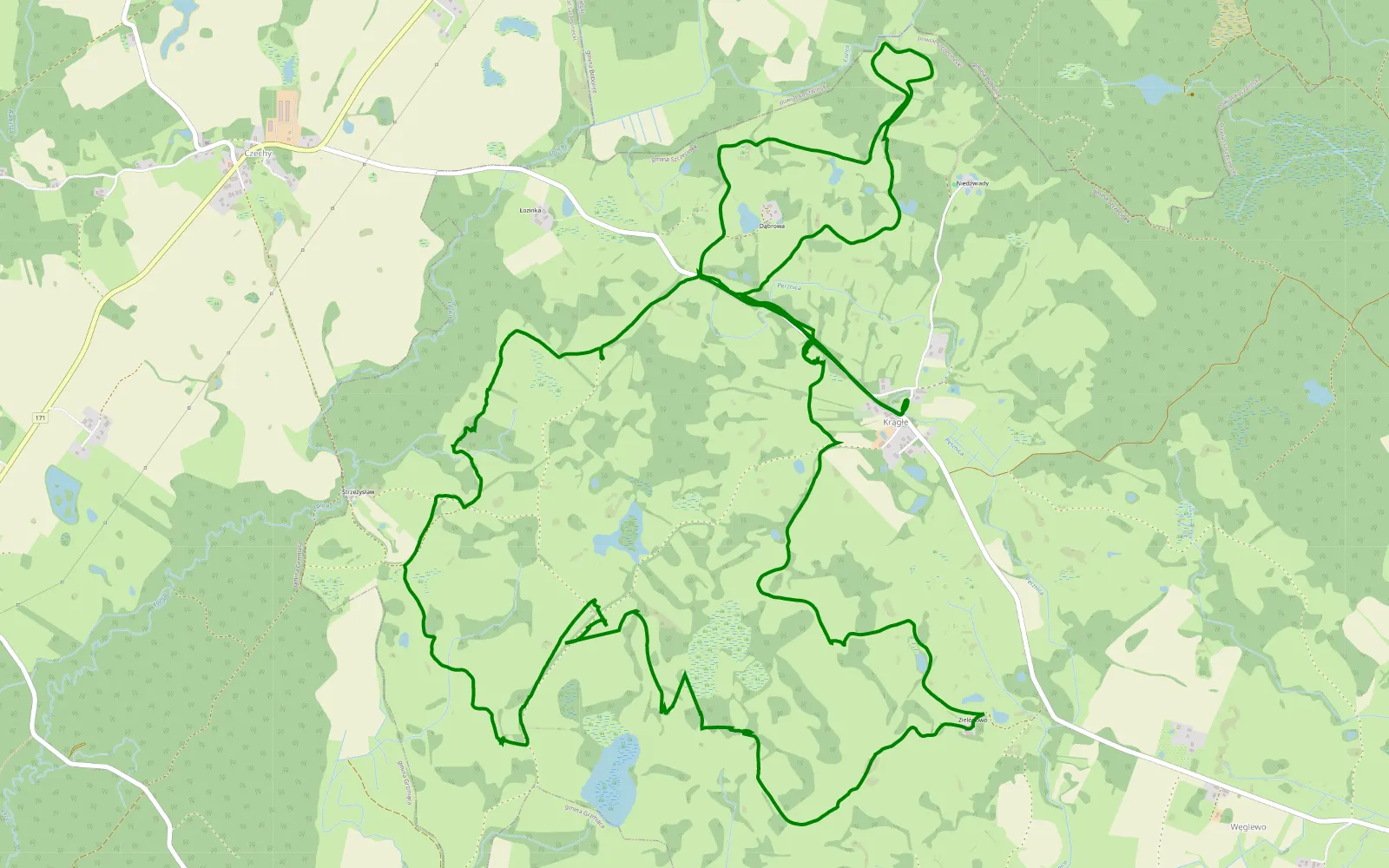 Mapa trasy Krągłe - 12.3 km trasy offroad, Powiat Szczecinecki