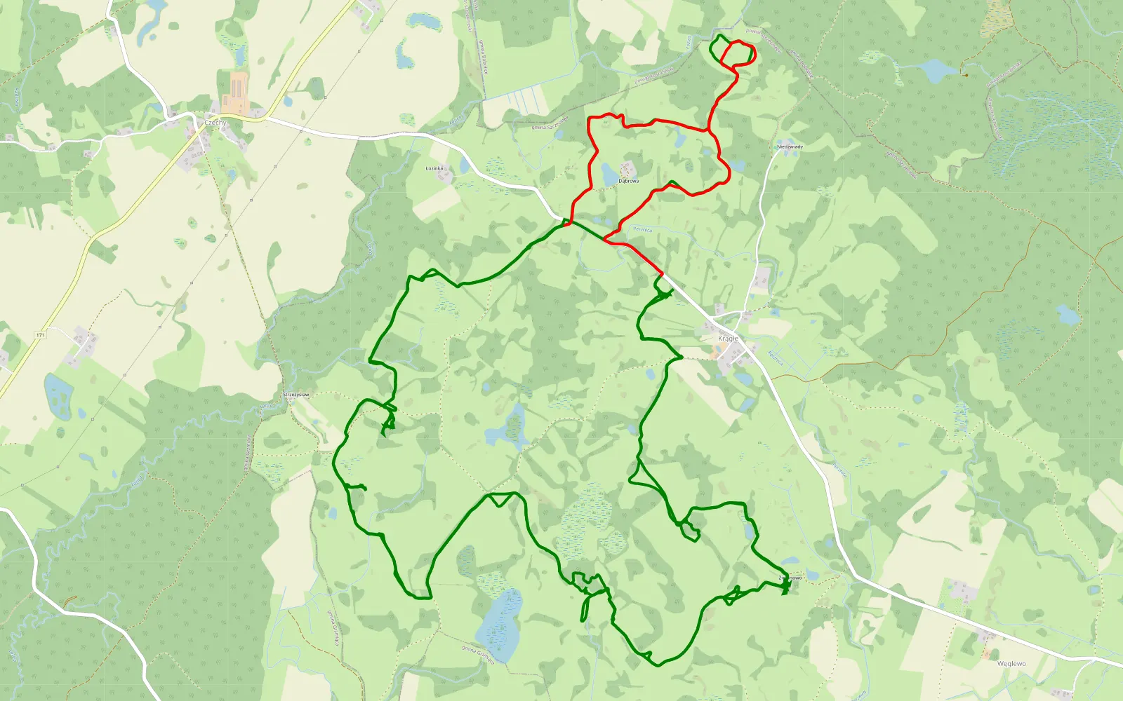 Mapa trasy Krągłe - 28.9 km trasy offroad, Powiat Szczecinecki