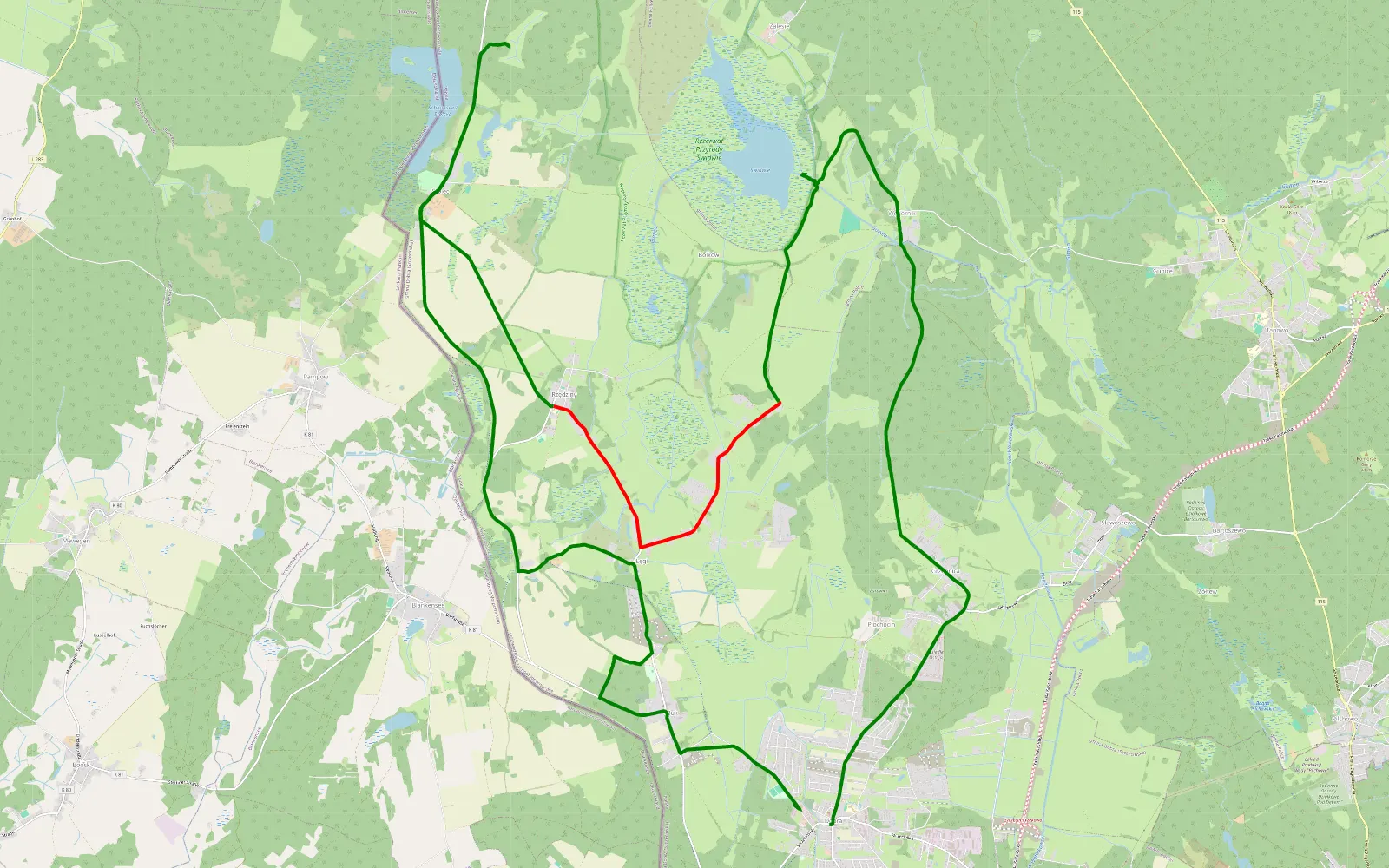 Map of Dobra (Police) - 17.3 km offroad trail, Police County