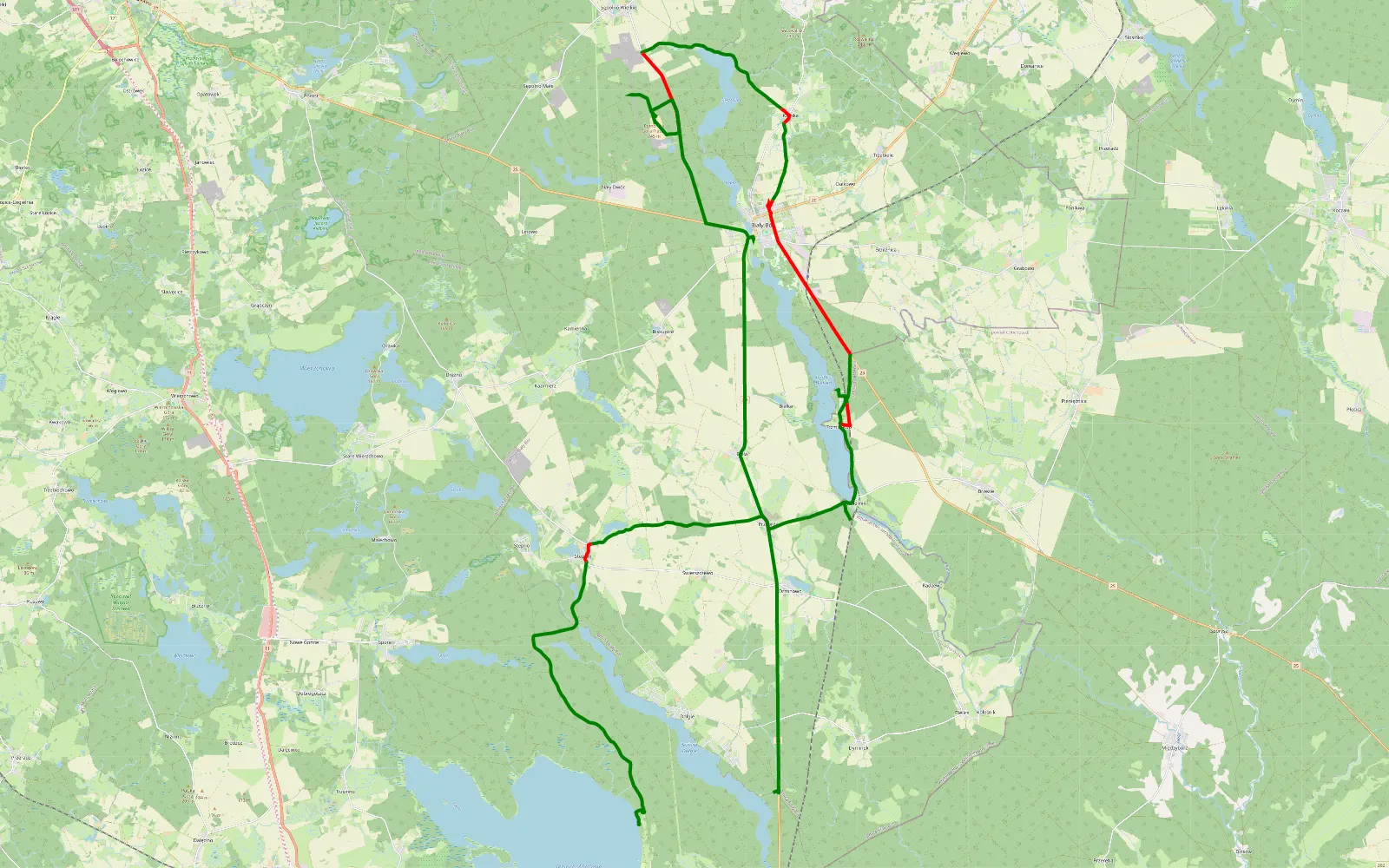 Map of Gwda Wielka - Dyminek - 42.5 km offroad trail, Szczecinek County
