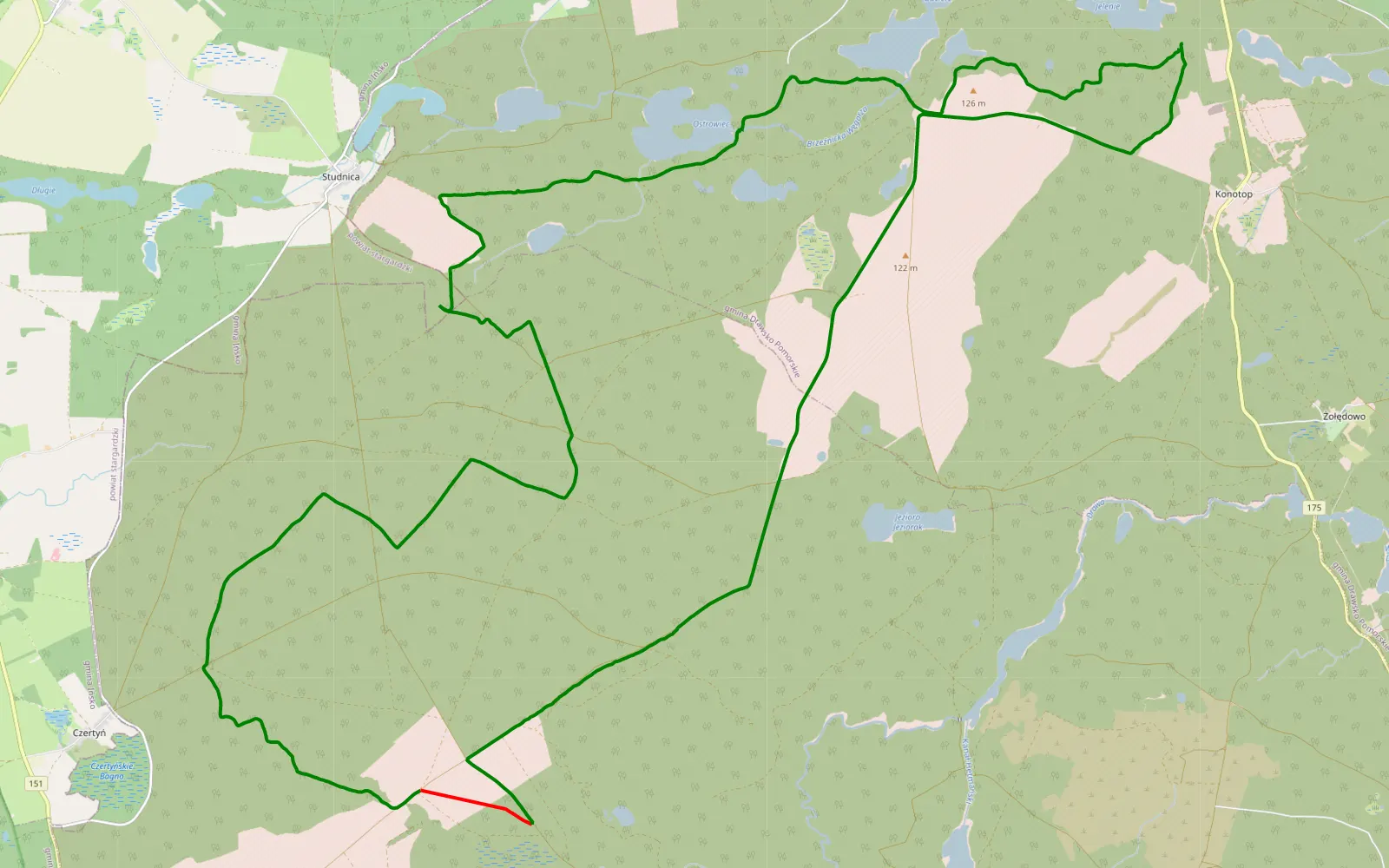 Map of Konotop - 48.7 km offroad trail, Drawsko County