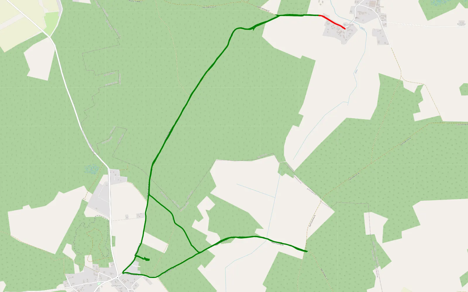 Mapa trasy Mati jedzie jeepem - 10.5 km trasy offroad, Powiat Kamieński