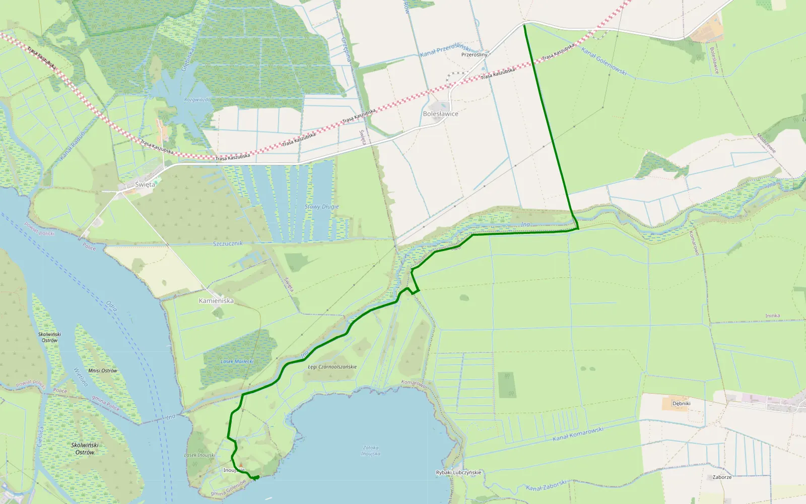 Mapa trasy Bolesławice - 12.5 km trasy offroad, Powiat Goleniowski