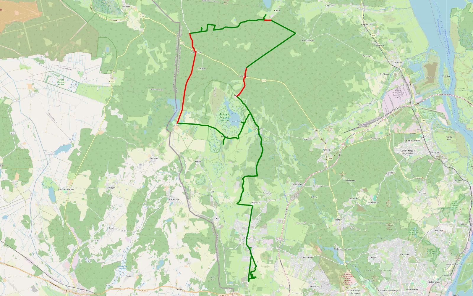 Map of Płochocin - Dobra (Police) - 48 km offroad trail, Police County