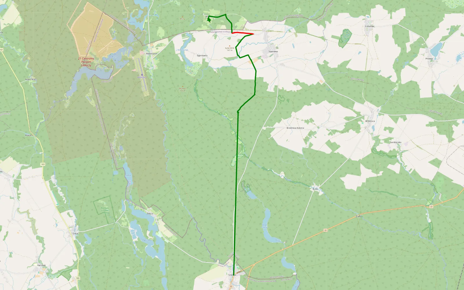 Map of Szwecja - 11.9 km offroad trail, Złotów County