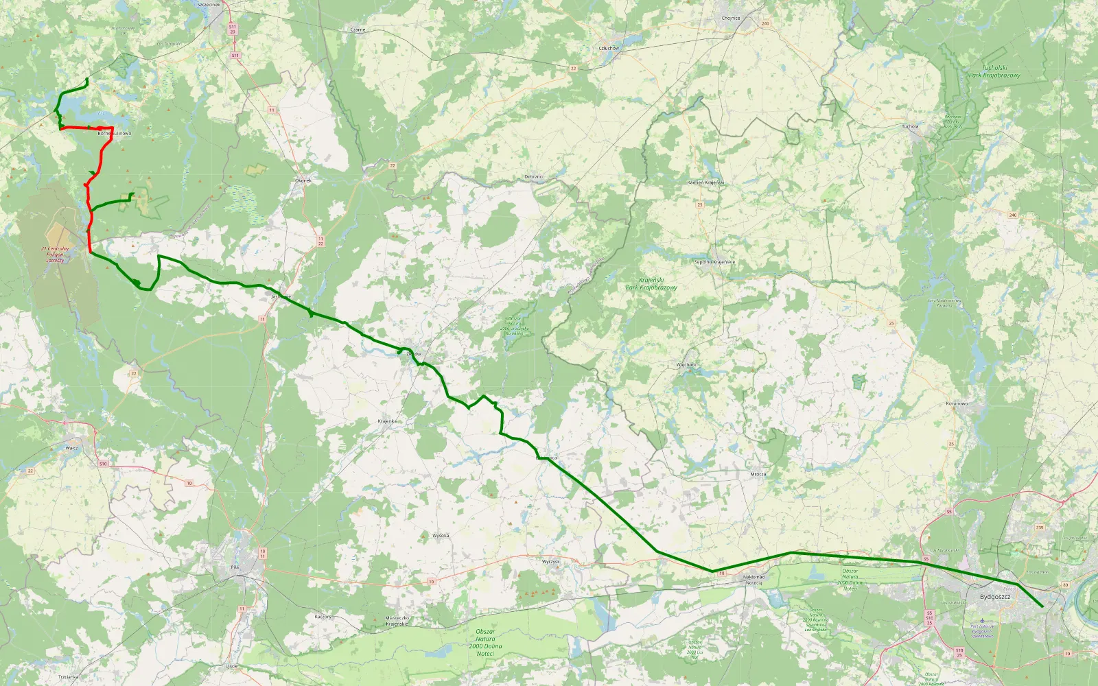 Map of Silnowo - Zimne Wody - 50.1 km offroad trail, Szczecinek County