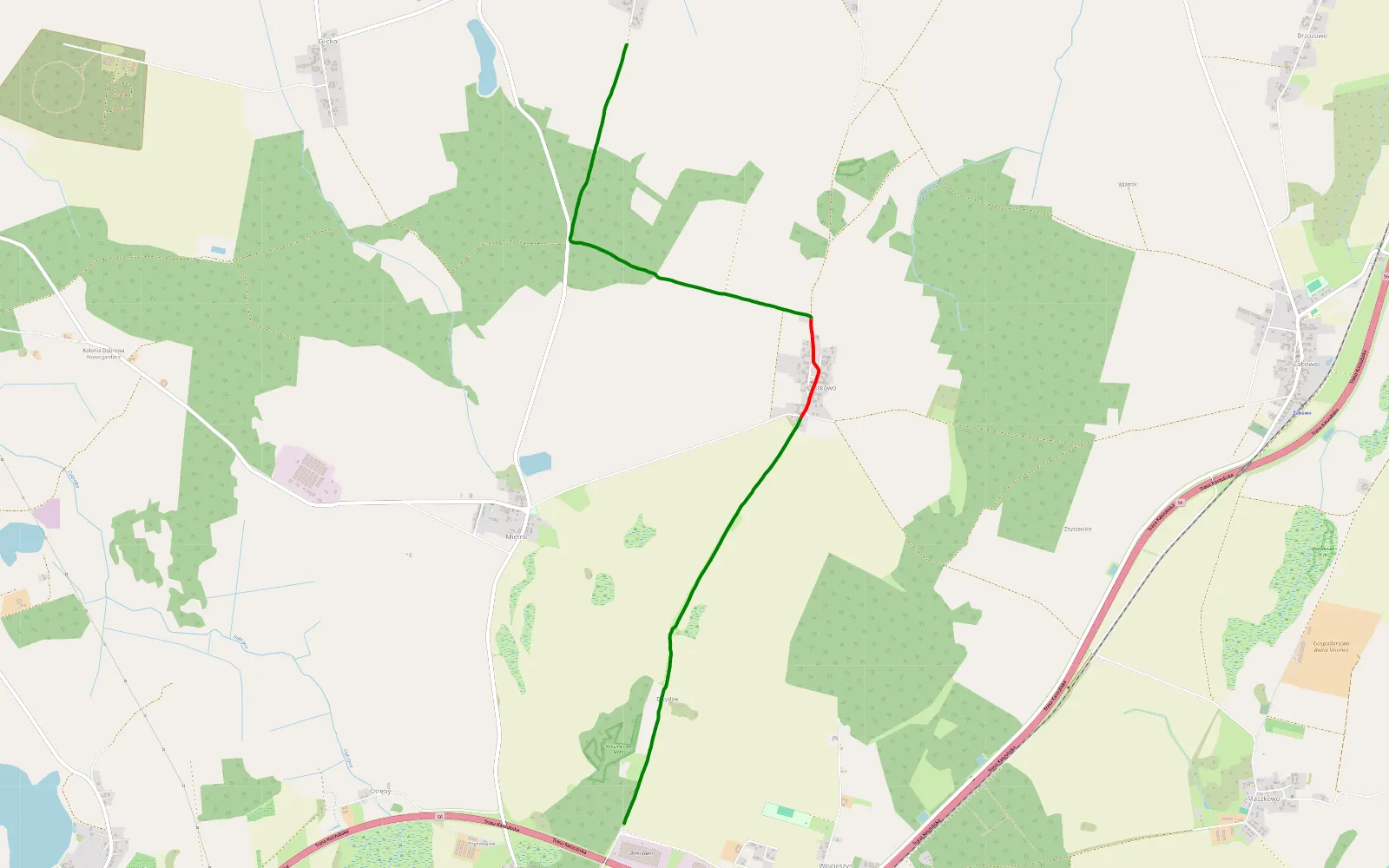 Map of Orzechowo - Miętno - 6.1 km offroad trail, Goleniów County
