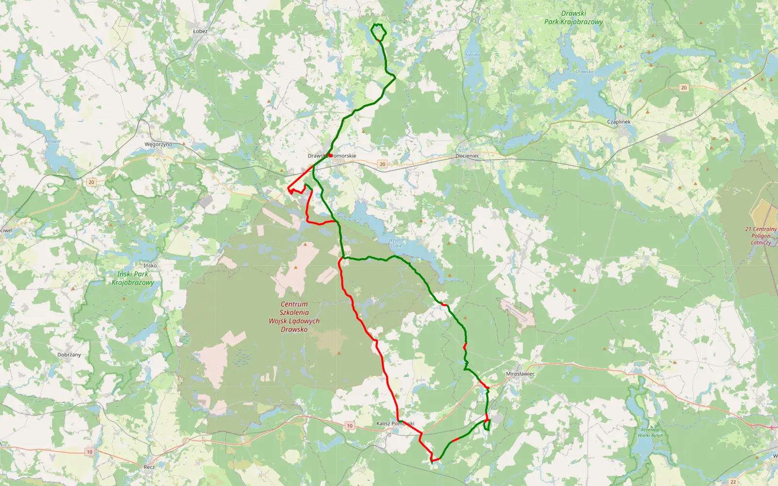 Map of Karpno - 100.6 km offroad trail, Drawsko County