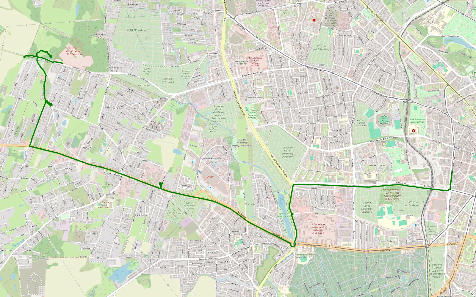 Map of Bezrzecze - 1.4 km offroad trail, Szczecin