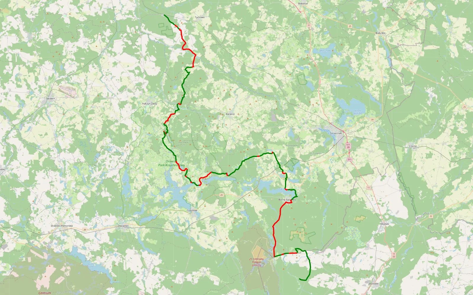 Mapa trasy Polen 4 - 113.1 km trasy offroad, Powiat Szczecinecki