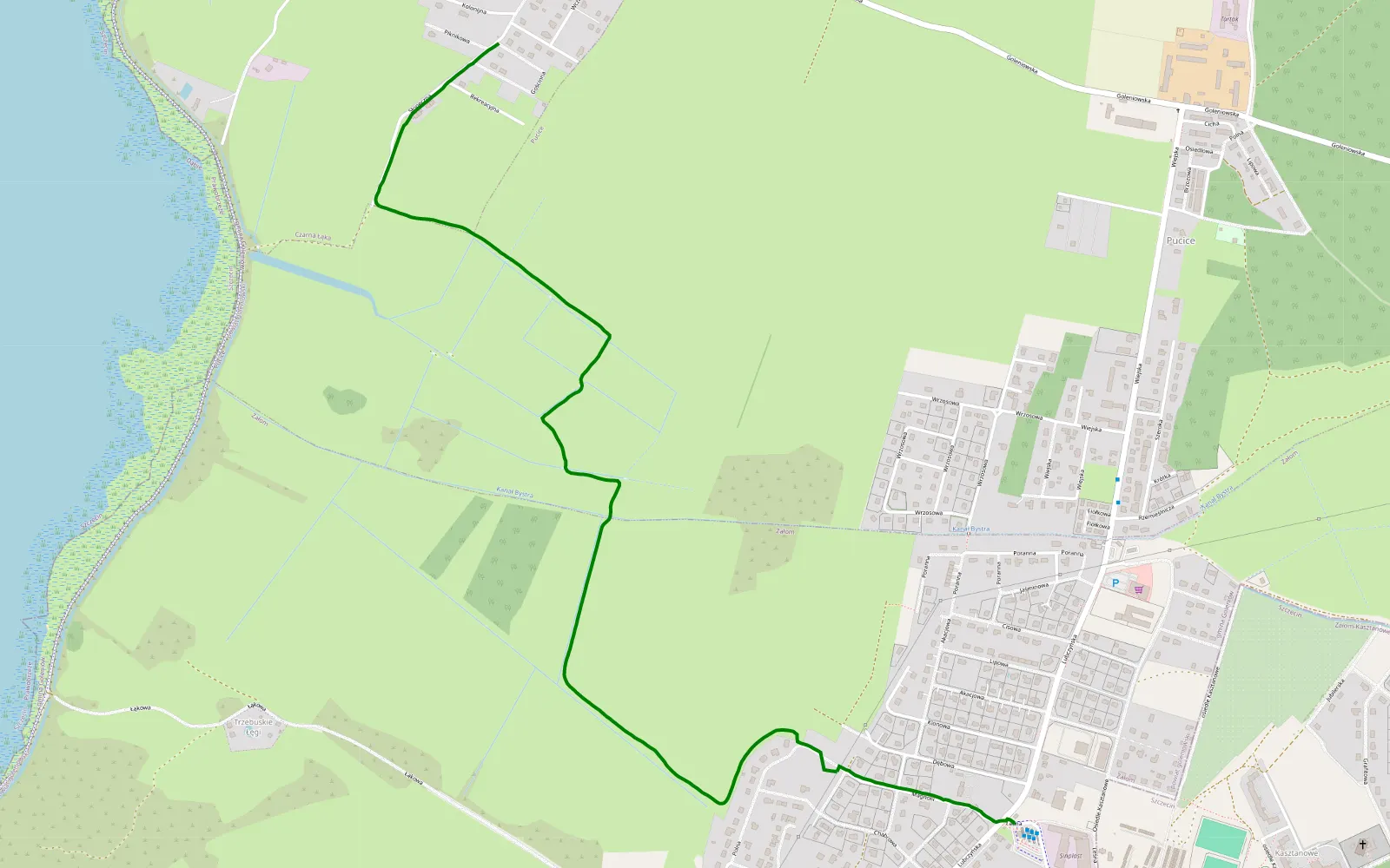 Map of Omiń korek - 2.4 km offroad trail, Goleniów County