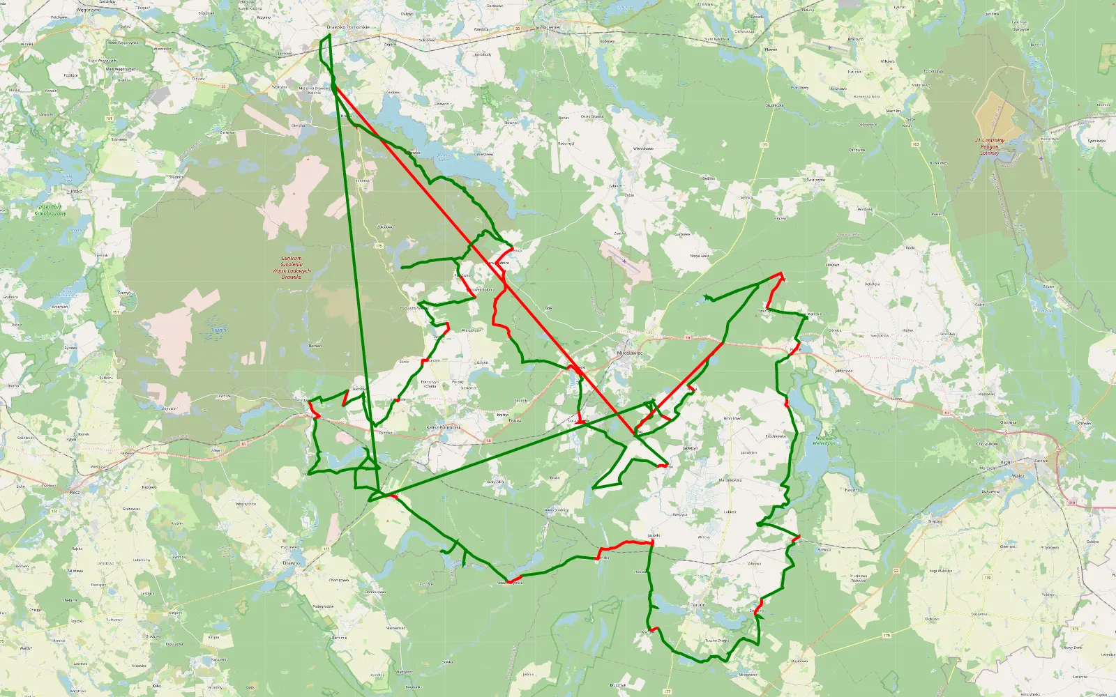 Map of TUCZNO HANKI WYMARLA SADOWO - 264.6 km offroad trail, Wałcz County