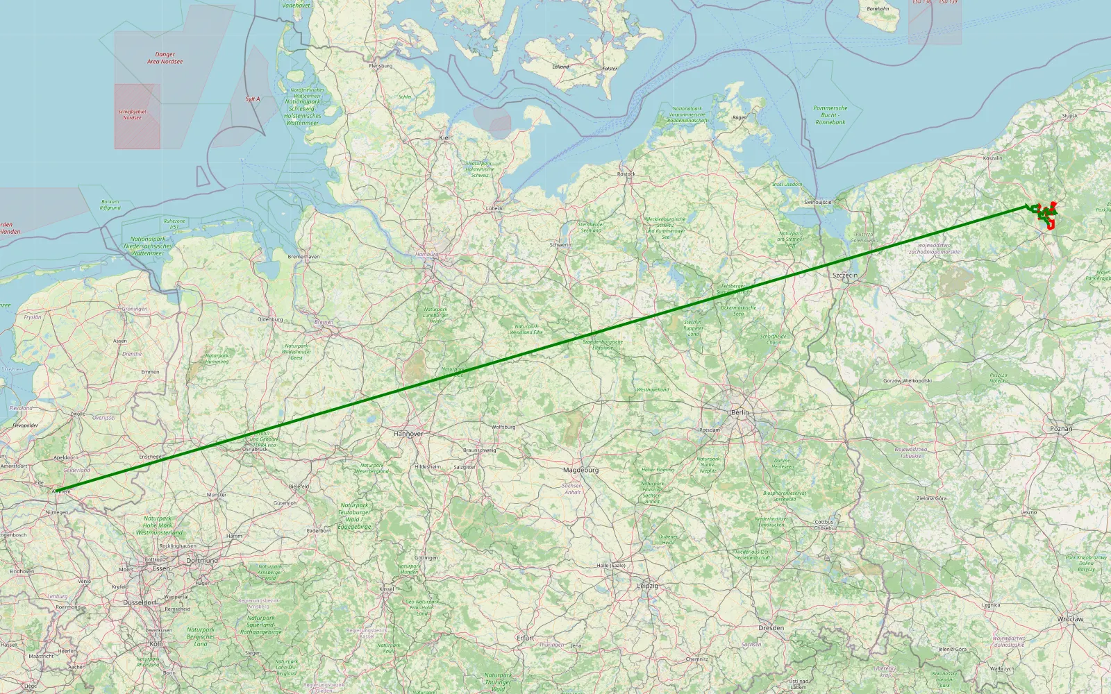 Map of Krągłe - Oosterbeek - 97.5 km offroad trail, Szczecinek County