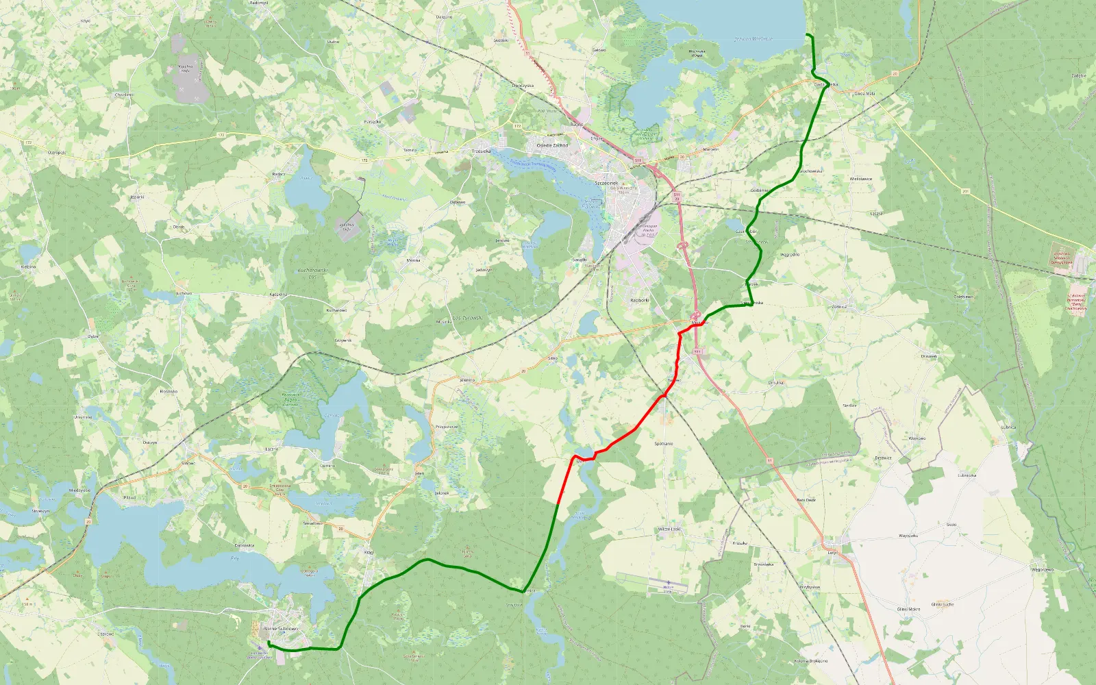 Map of TORF2022 - trasa CAMP-BORNE - krótka - 15.9 km offroad trail, Szczecinek County