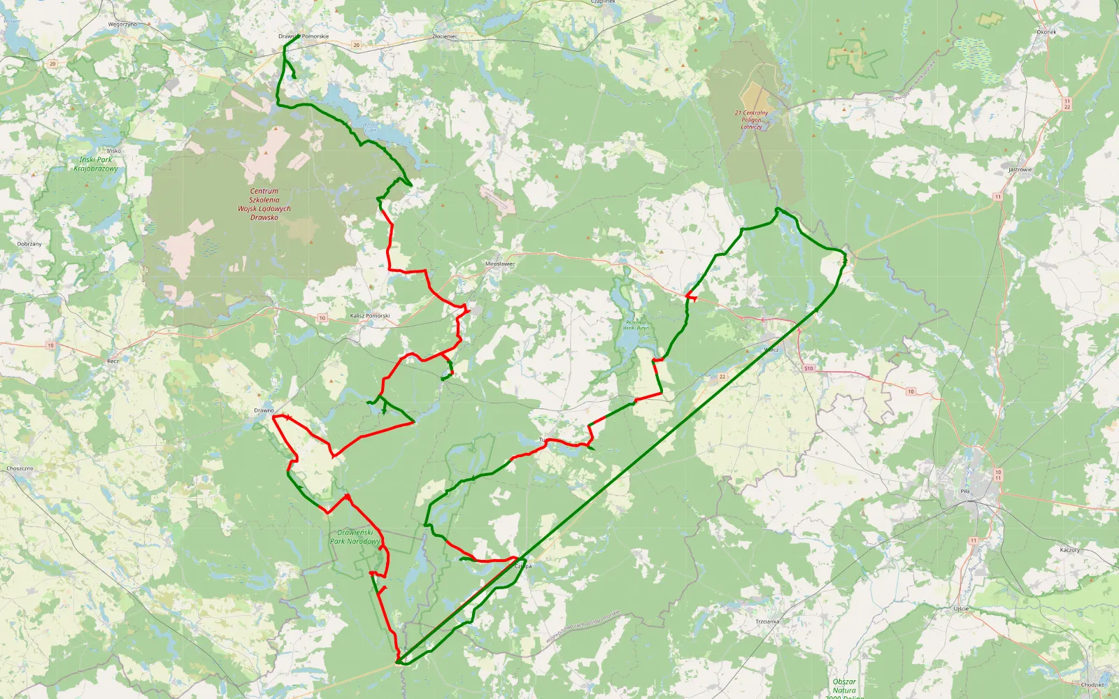 Map of Polen - 191 km offroad trail, Wałcz County