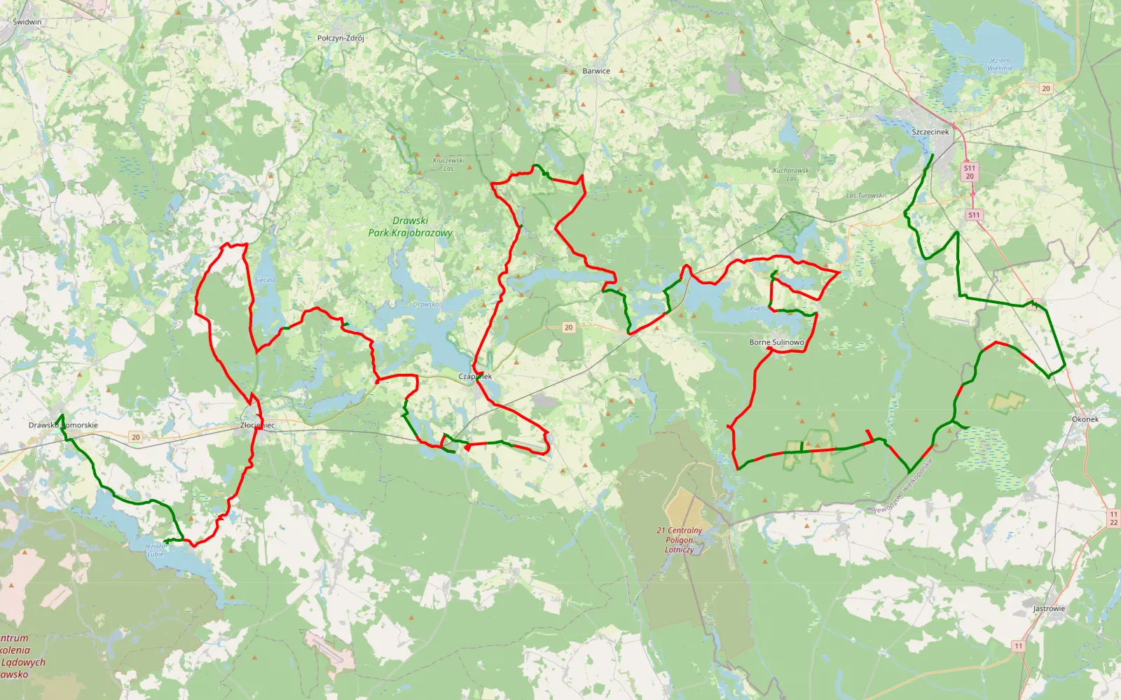 Map of Polen 2 - 204.3 km offroad trail, Szczecinek County
