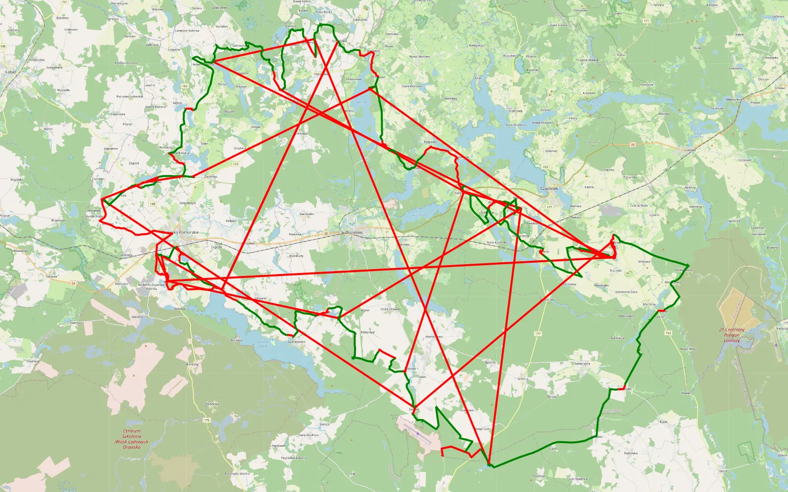 Map of WILCZ BORNE DOC - 552.3 km offroad trail, Drawsko County