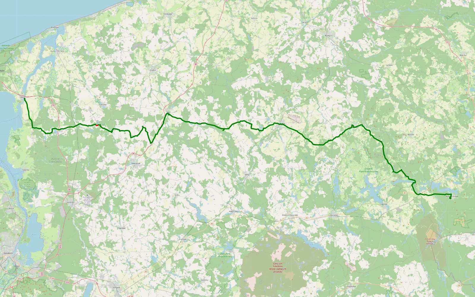 Mapa trasy Tue 08 Aug 2023 - 5.6 km trasy offroad, Powiat Goleniowski
