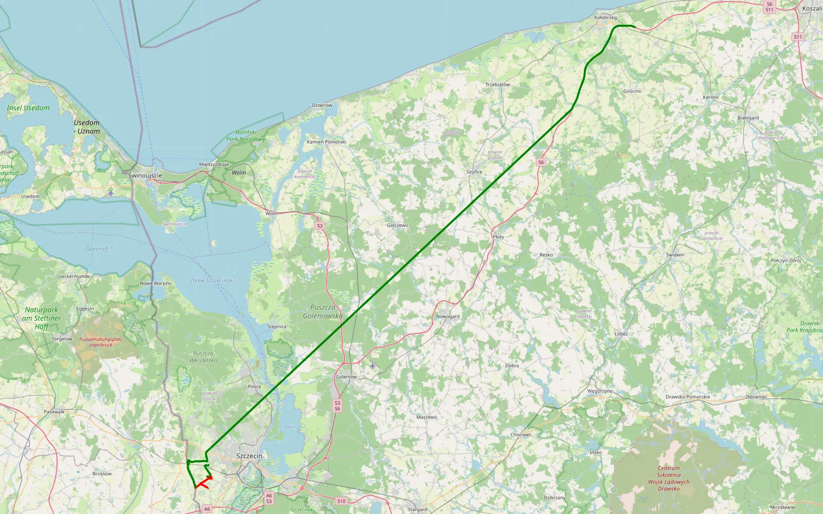 Map of Stobno - Skarbimierzyce - 21.5 km offroad trail, Police County