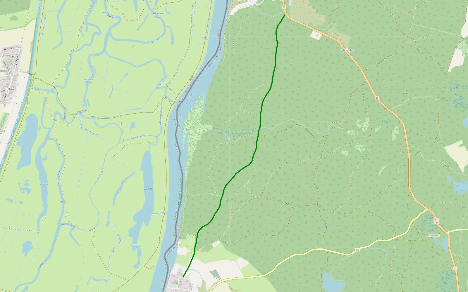Map of Ognica - Widuchowa - 4.1 km offroad trail, Gryfino County