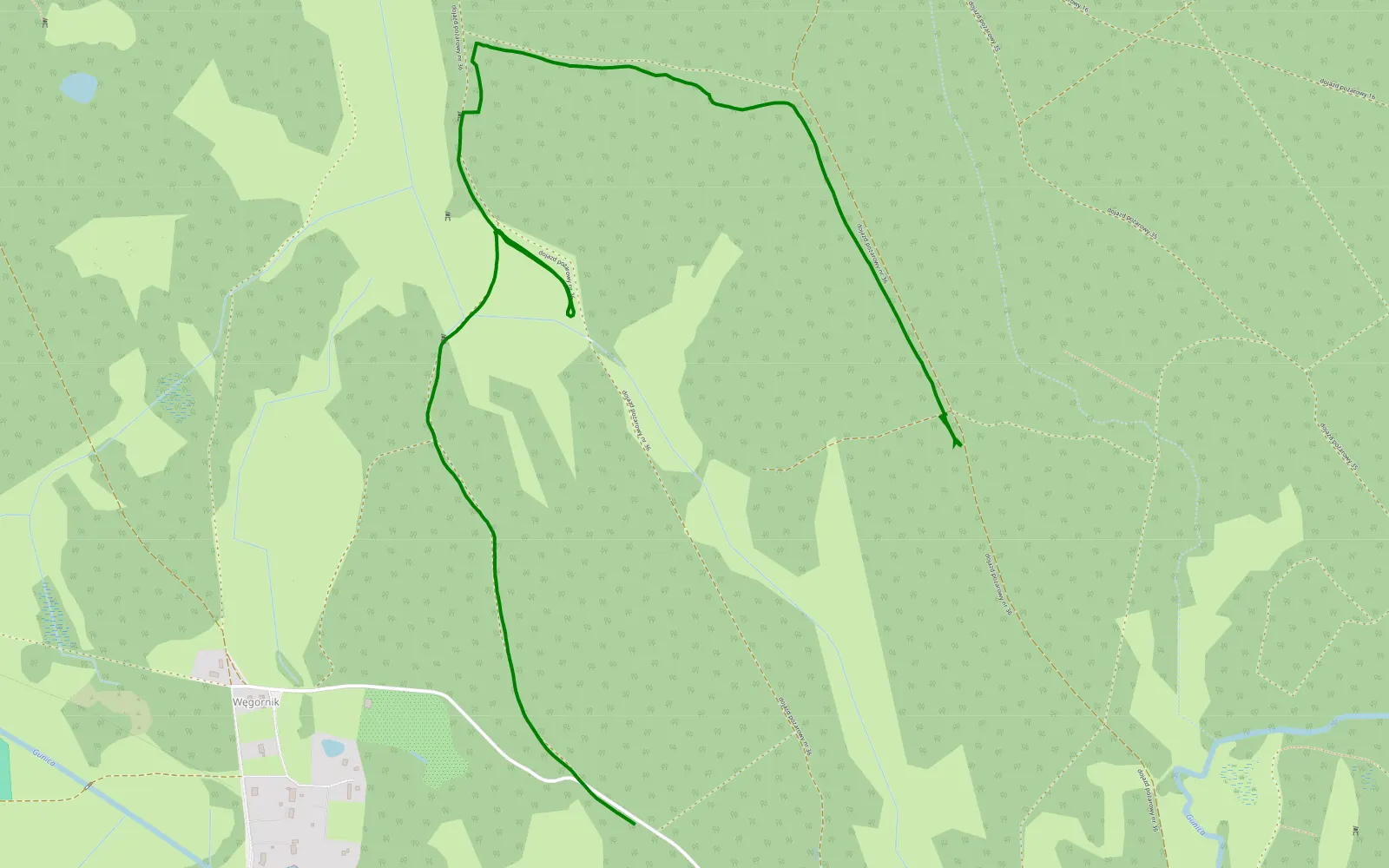 Map of Węgornik - 3.8 km offroad trail, Police County