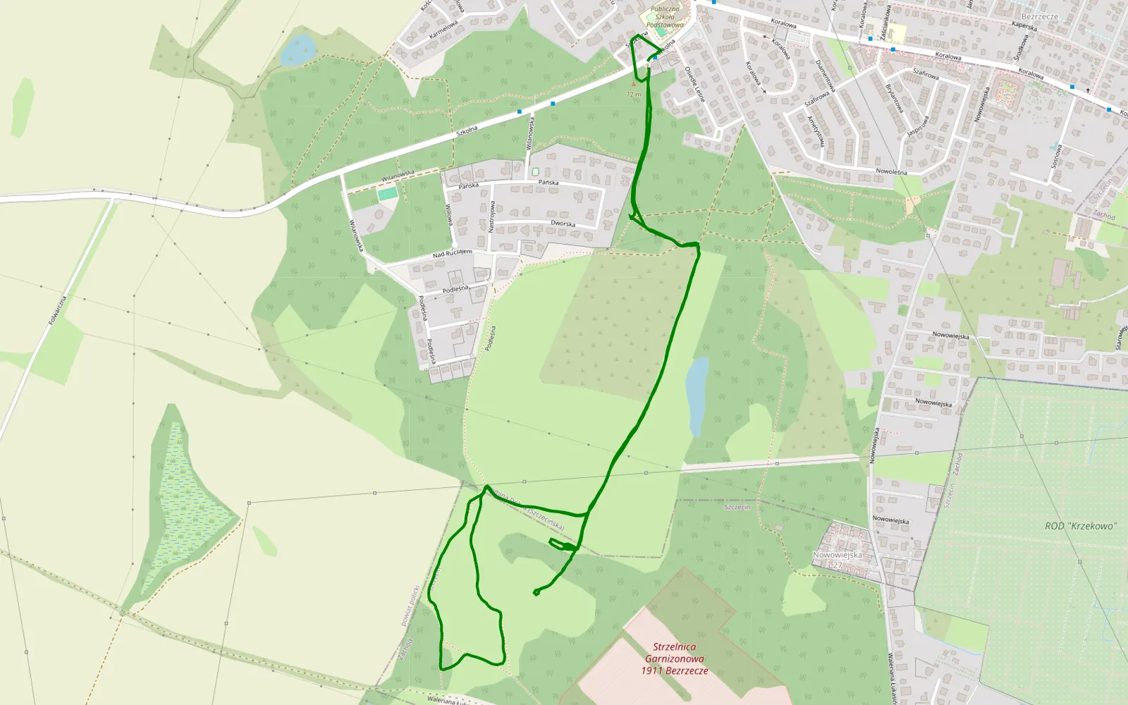 Mapa trasy Bezrzecze - 4.3 km trasy offroad, Powiat Policki