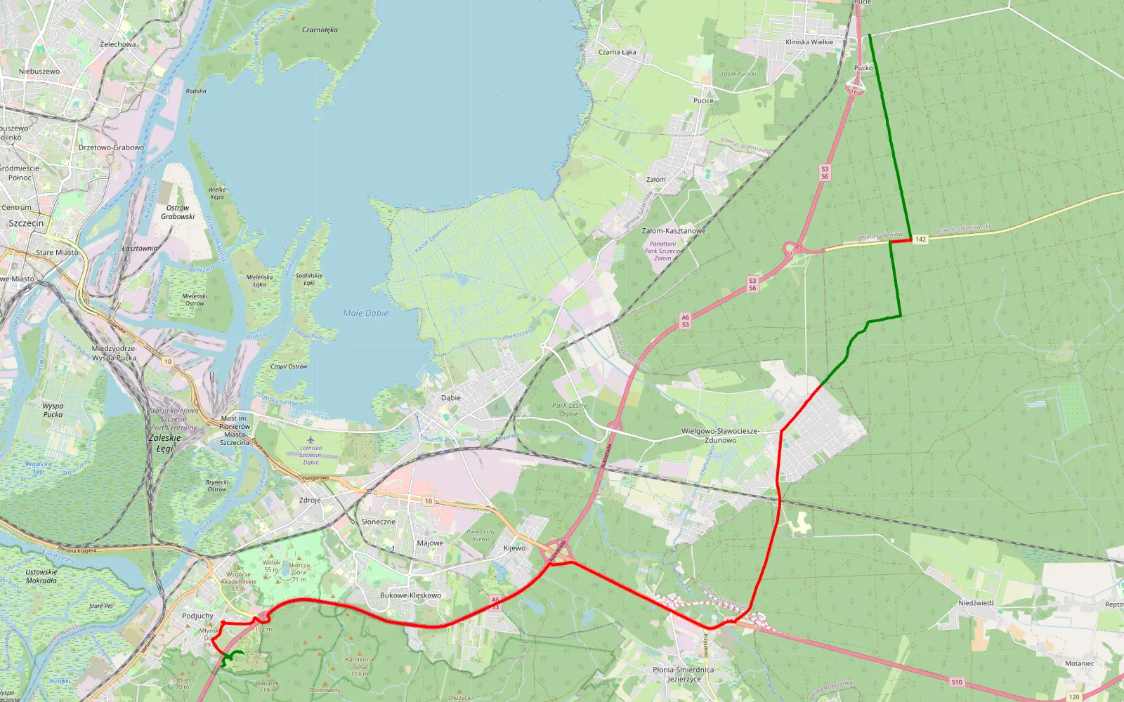 Map of Kliniska - 26 km offroad trail, Szczecin