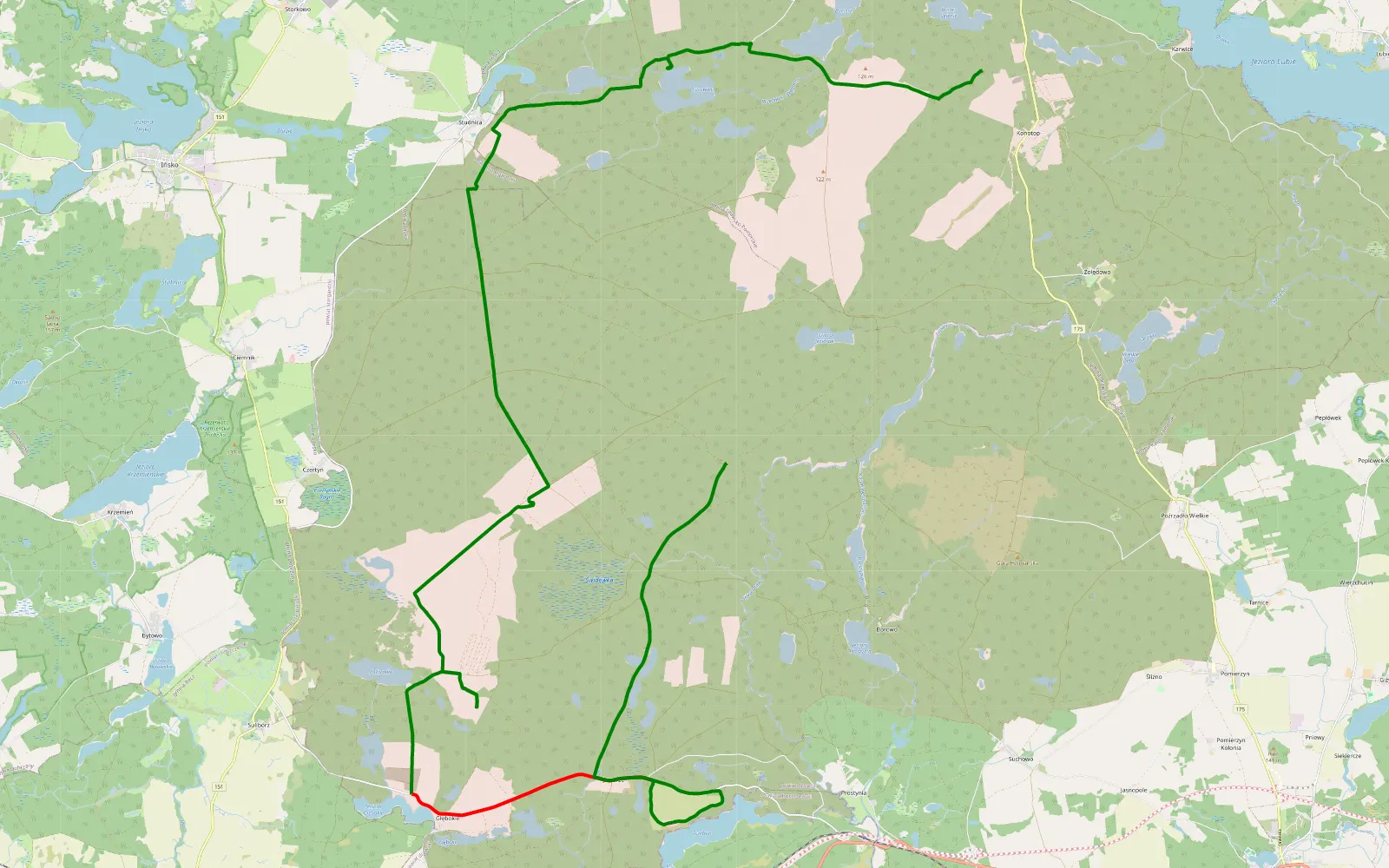 Map of Trasa z majorem, Poligon drawski, 9LR Only - 39.5 km offroad trail, Drawsko County