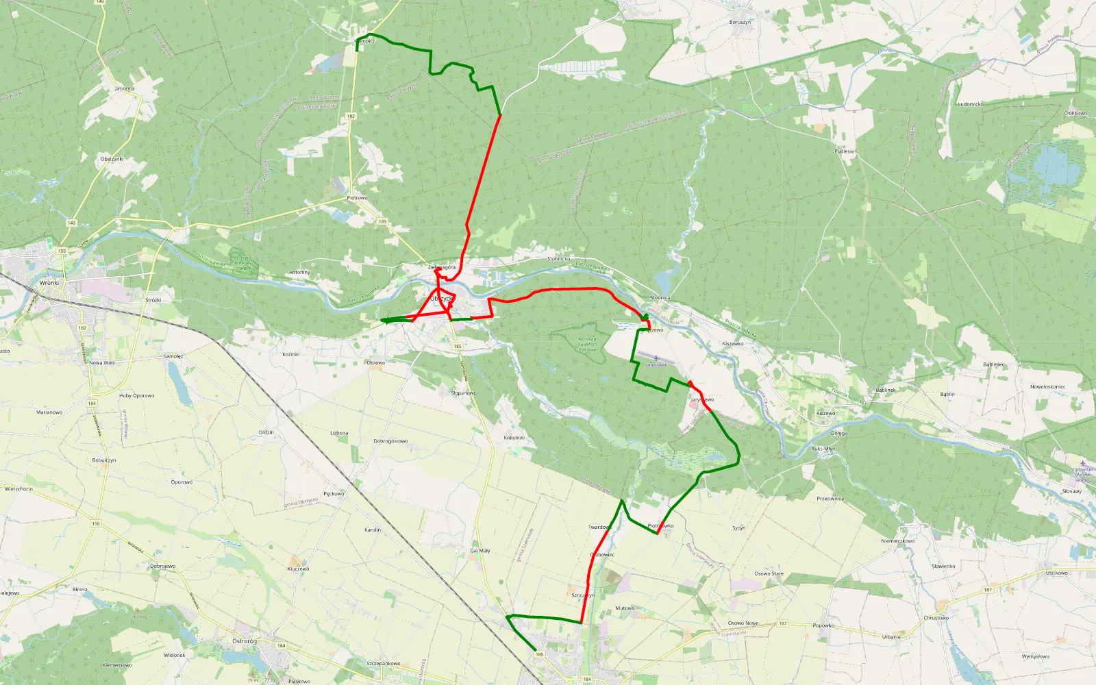 Mapa trasy Śmiłowo - Klempicz - 40.3 km trasy offroad, Powiat Szamotulski