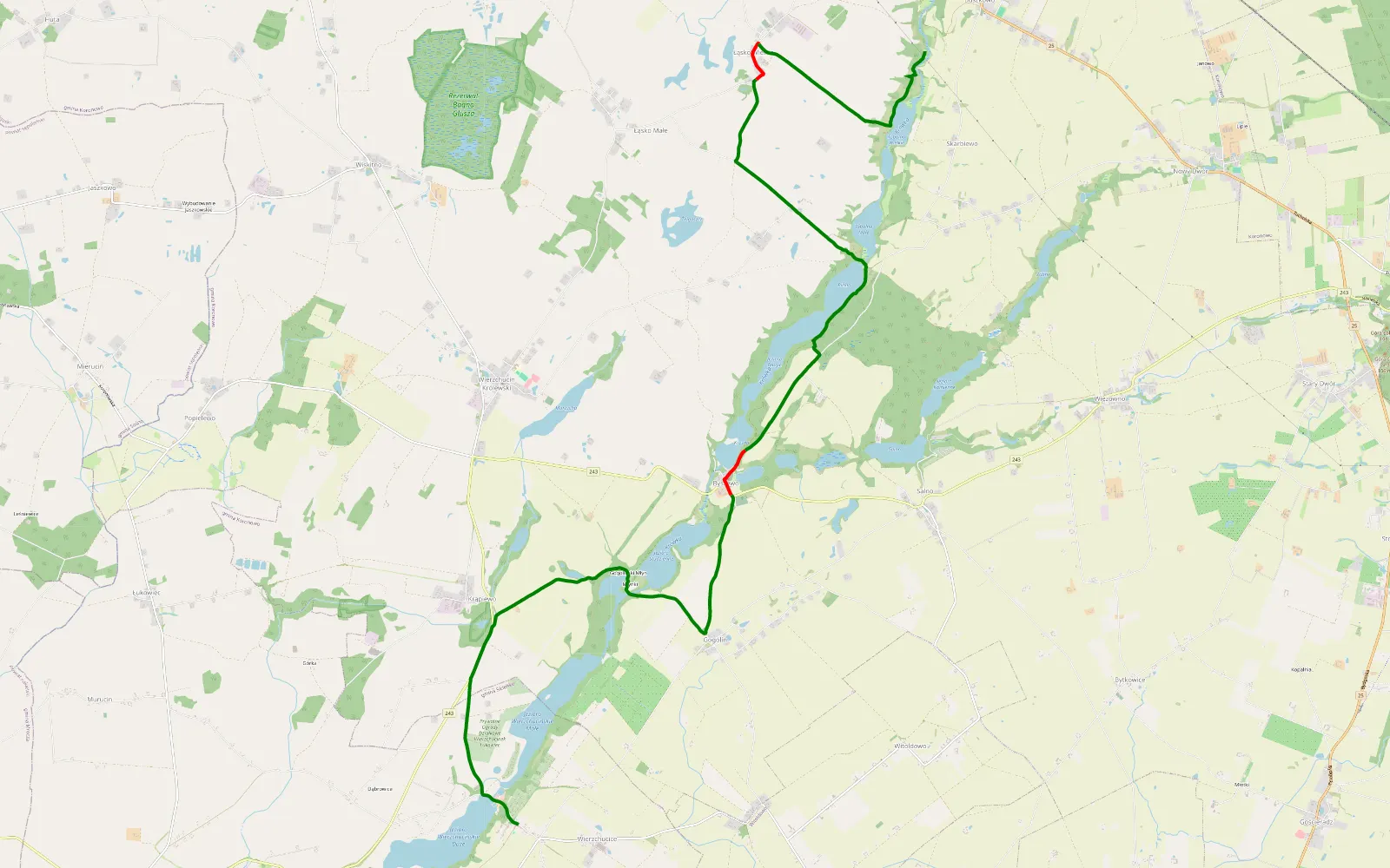 Mapa trasy Skrzat do buszkowa - 12.7 km trasy offroad, Powiat Bydgoski