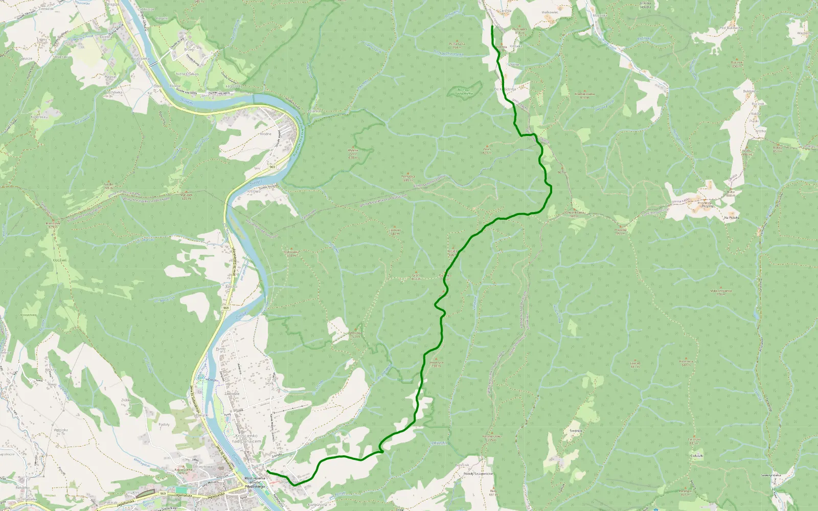 Map of Ligasówka - Krościenko nad Dunajcem - 6.7 km offroad trail, Nowy Targ County