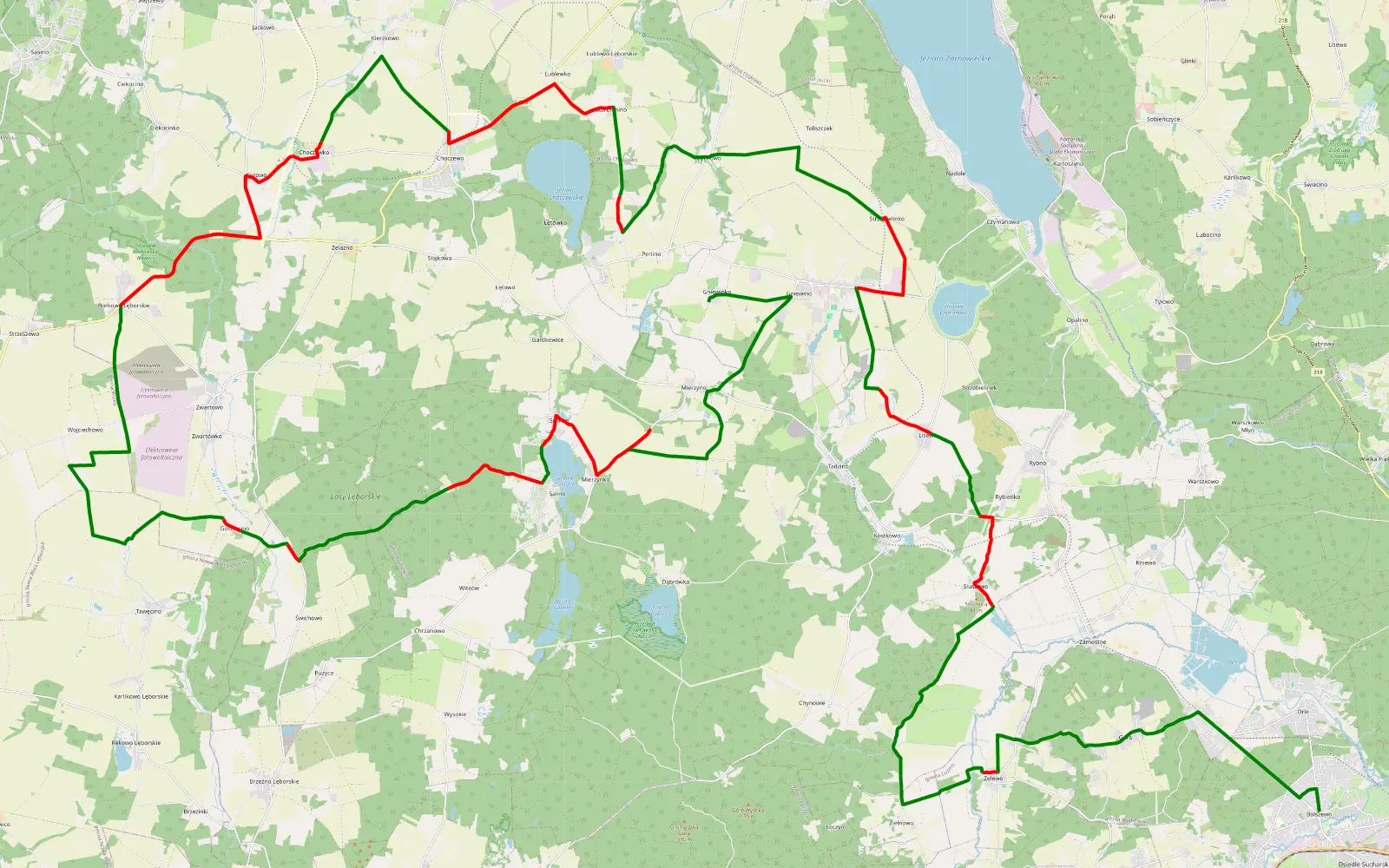 Map of Sobota - 73.9 km offroad trail, Wejherowo County