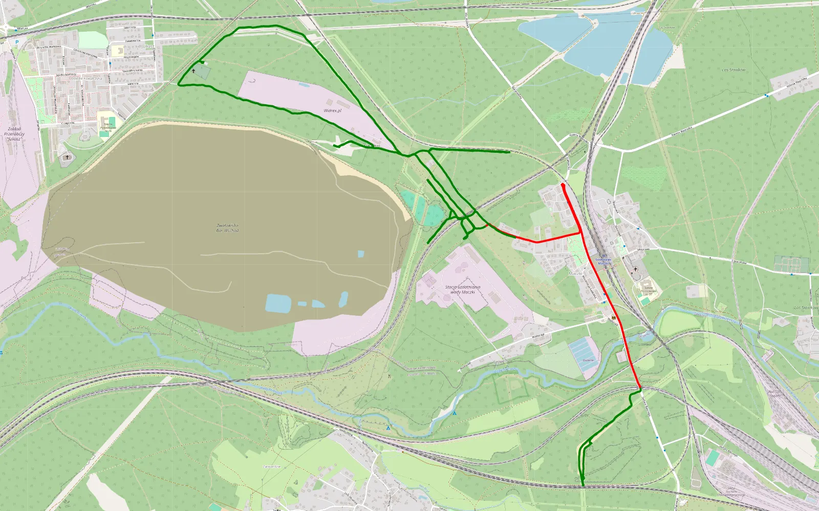 Mapa trasy Maczki - 9.9 km trasy offroad, Sosnowiec