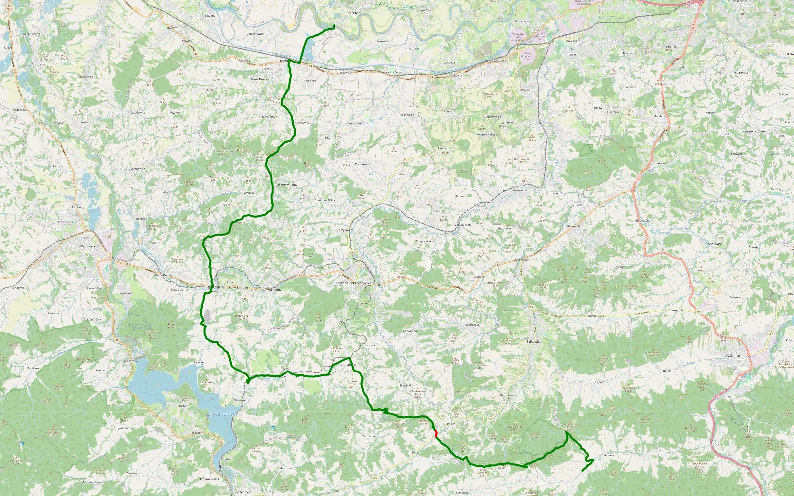Mapa trasy Pasieka - 15.5 km trasy offroad, Powiat Suski