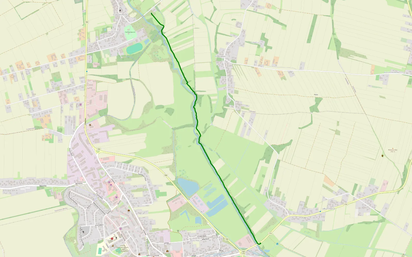 Map of Jakuszowice - Cudzynowice - 2.4 km offroad trail, Kazimierza County