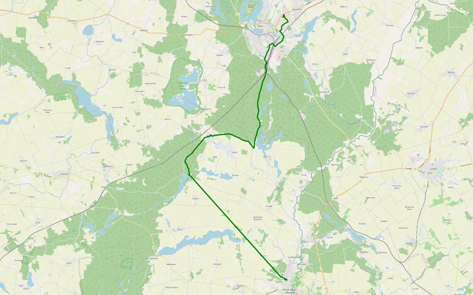 Map of Nowe Miasto Lubawskie - Nowa Wieś - 3.4 km offroad trail, Nowe Miasto County