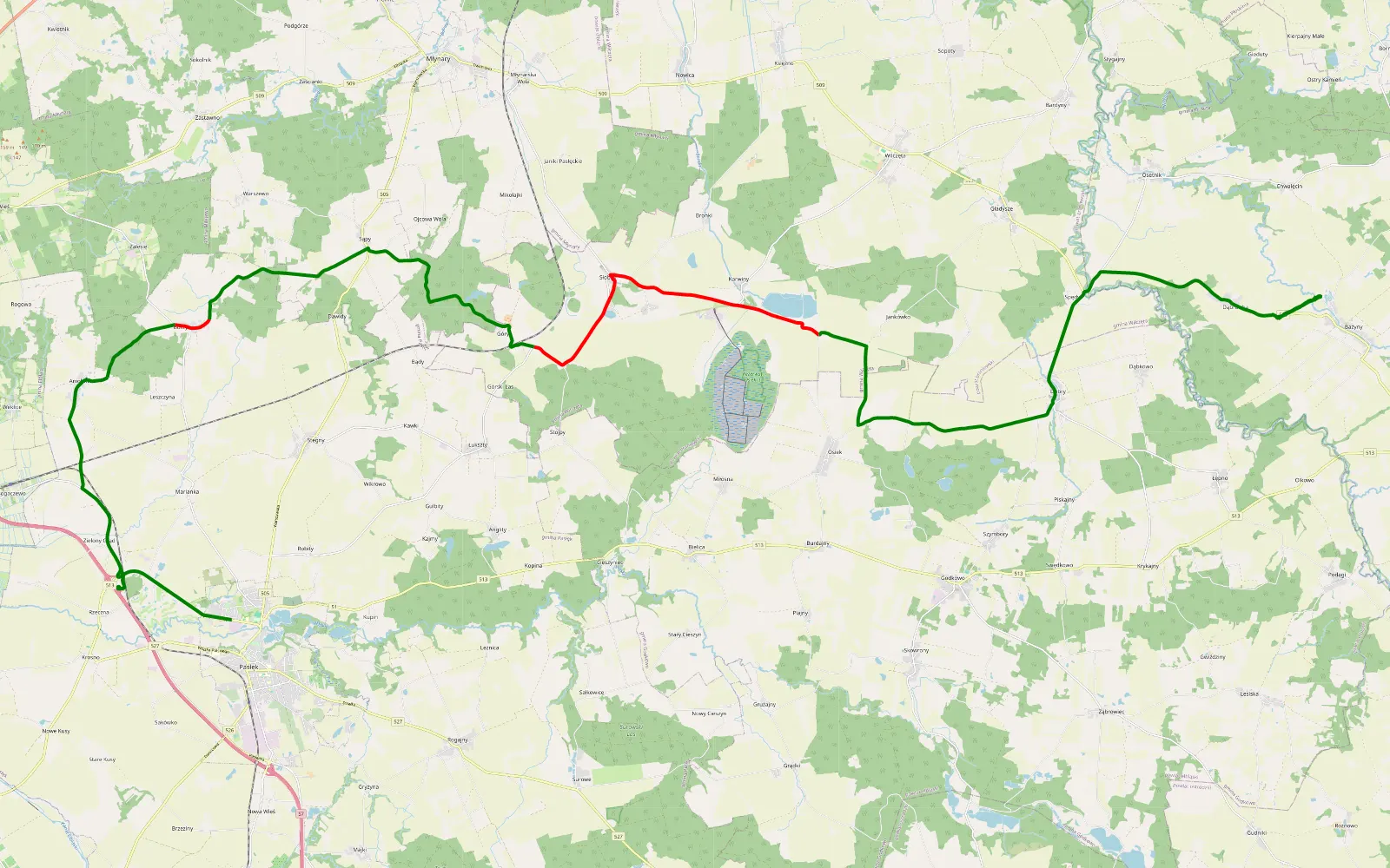 Mapa trasy On - 24.4 km trasy offroad, Powiat Elbląski