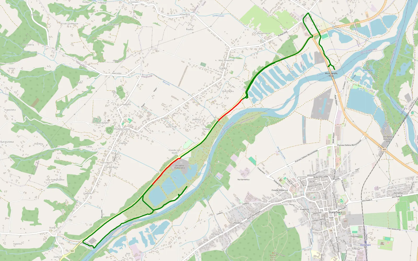 Map of Podegrodzie - Wyglanowice - 7.2 km offroad trail, Nowy Sącz County