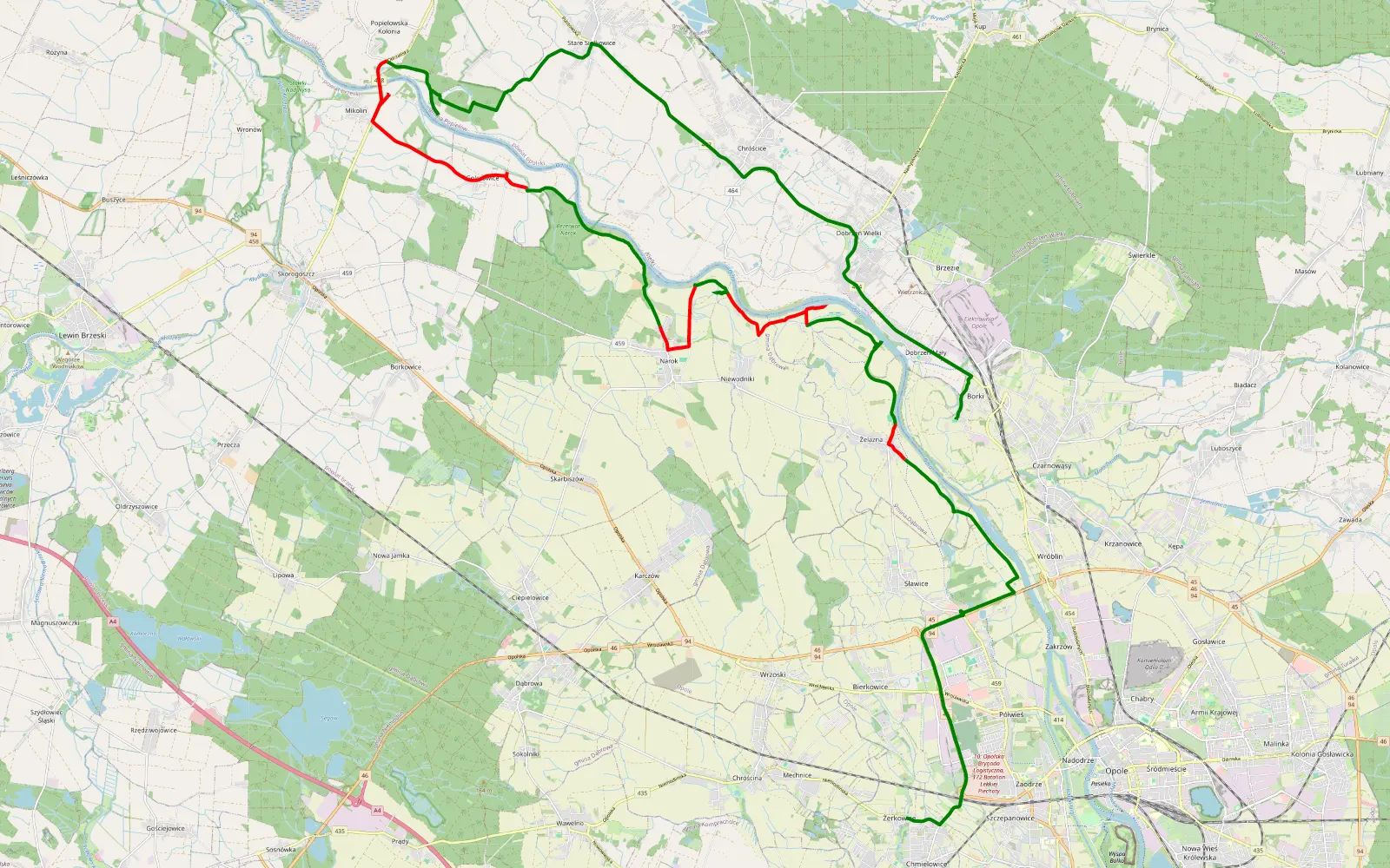 Map of Żerkowice - Borki - 29 km offroad trail, Opole County