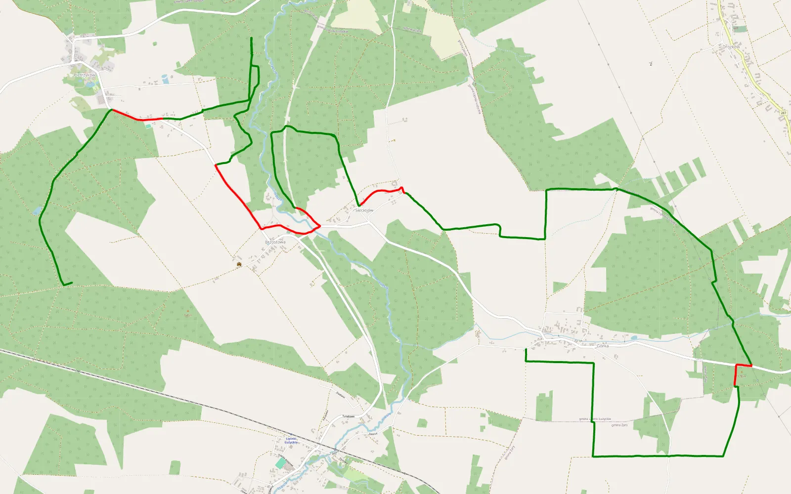 Map of Gorka - 19.7 km offroad trail, Żary County