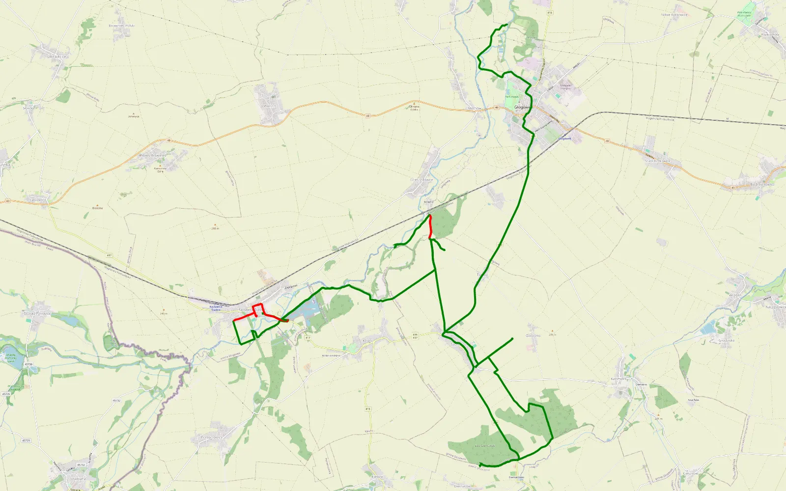 Map of Trasa - 25.2 km offroad trail, Prudnik County