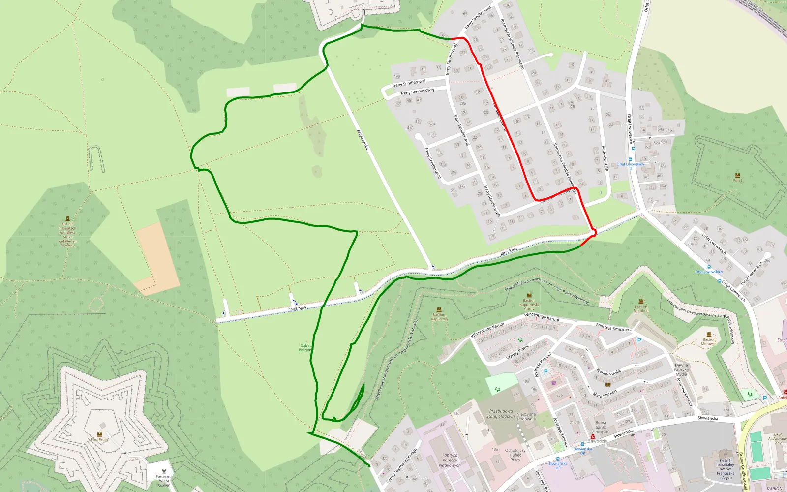 Map of Nysa - 3.4 km offroad trail, Nysa County