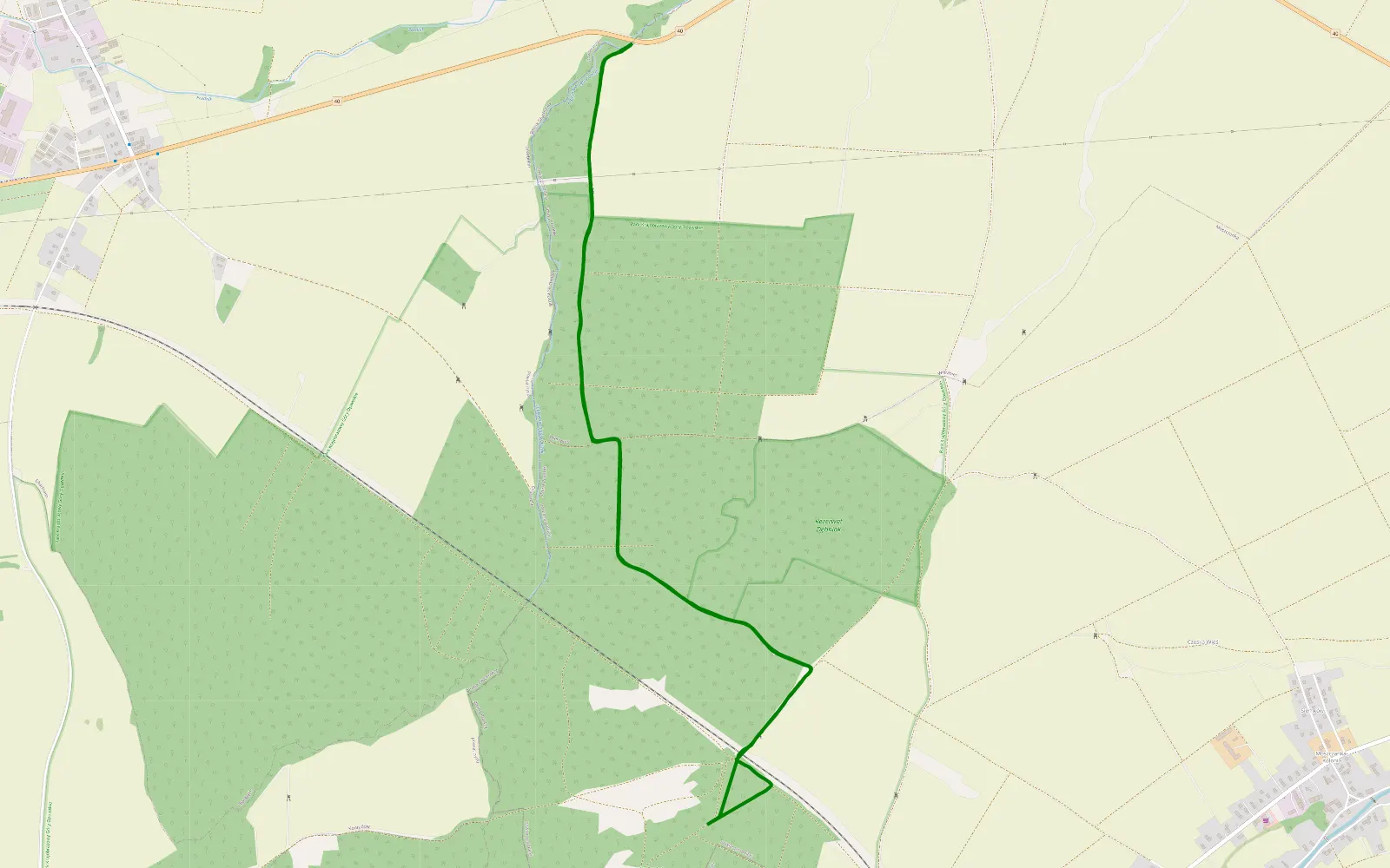 Mapa trasy Wierzbiec - 6.8 km trasy offroad, Powiat Prudnicki