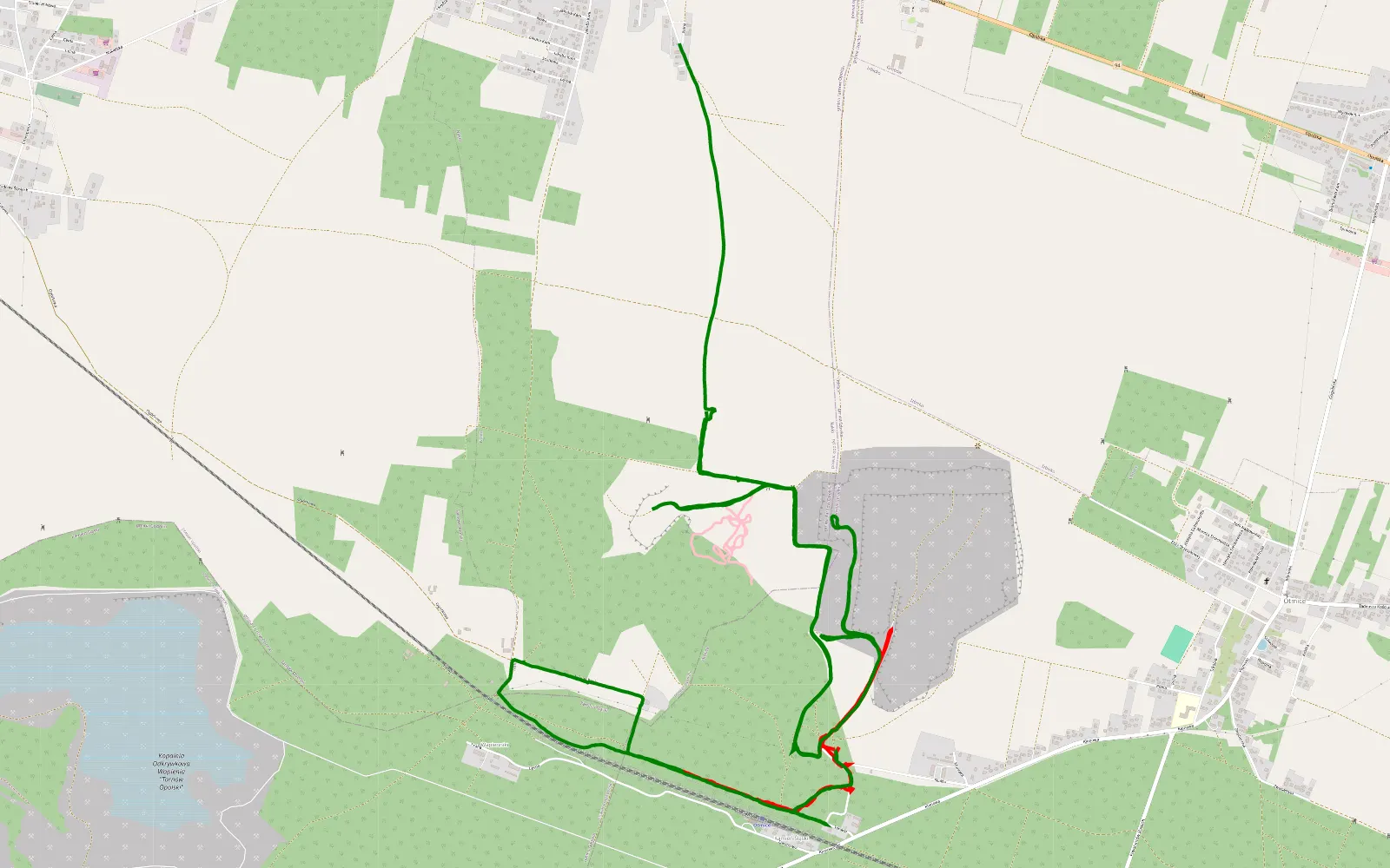 Mapa trasy Nakło - 12.9 km trasy offroad, Powiat Strzelecki