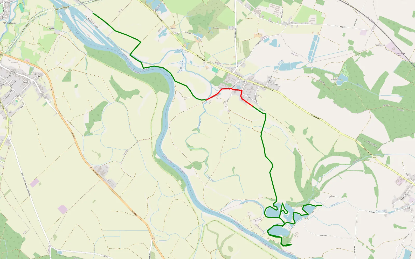 Map of Krapkowice TEST - 10.5 km offroad trail, Krapkowice County