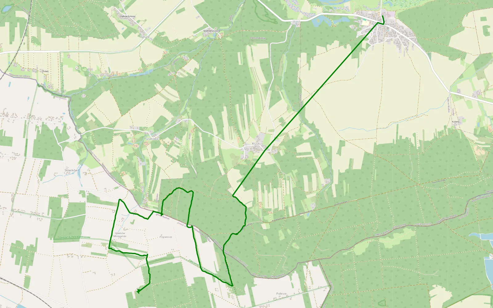 Map of Żabi staw - 6.9 km offroad trail, Olesno County