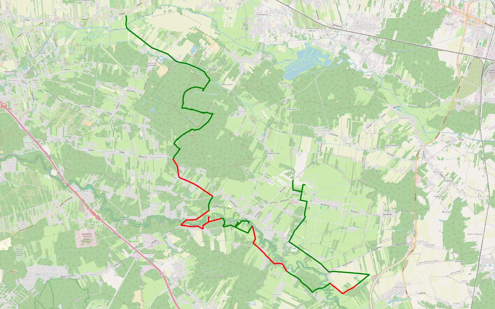 Map of Duchnów - Rzakta - 21.1 km offroad trail, Otwock County