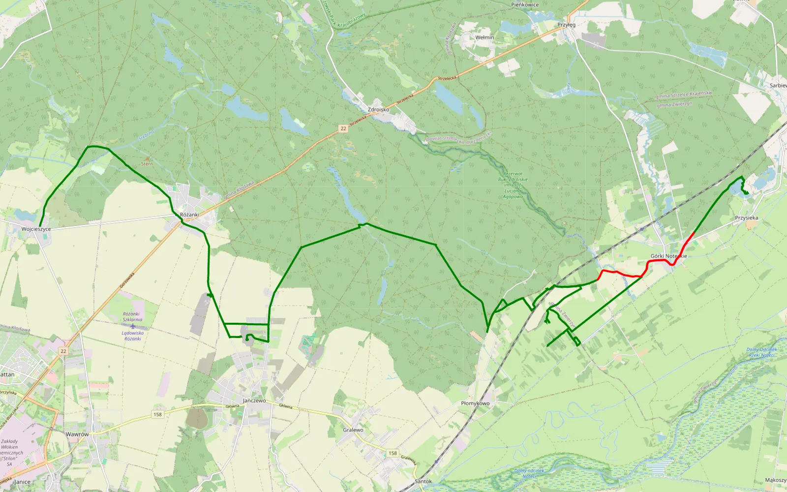 Mapa trasy Rajd - 31 km trasy offroad, Powiat Strzelecko-drezdenecki