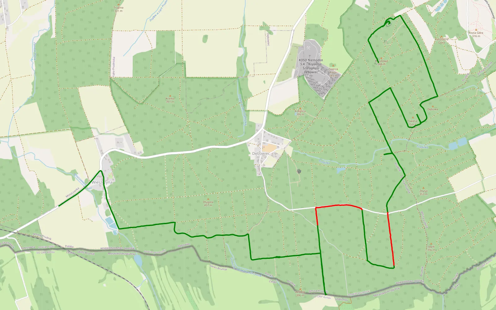 Mapa trasy Prudnik - 11.3 km trasy offroad, Powiat Prudnicki